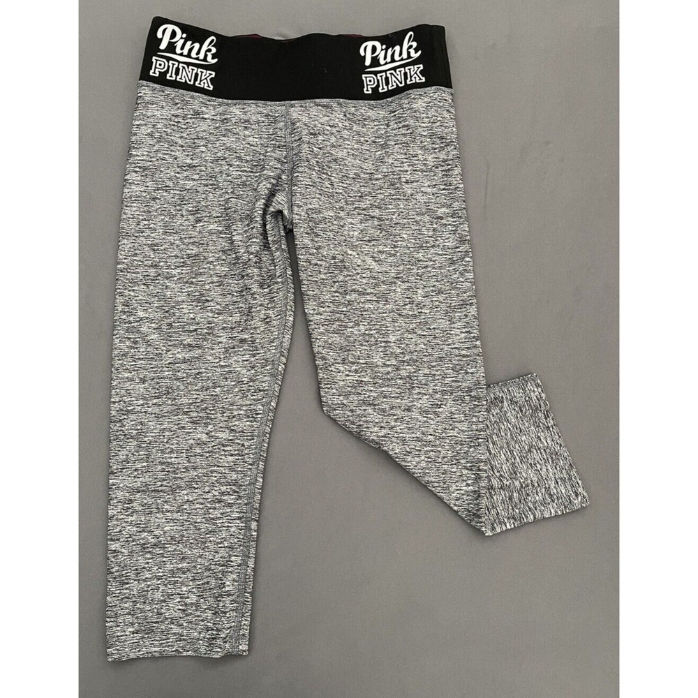 Victorias‎ Secret Athletic Capri Leggings Women M Medium Heather Gray Mid Rise
